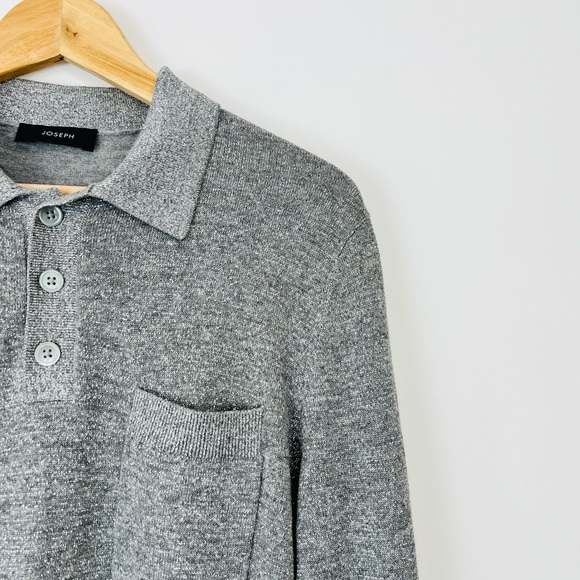 Joseph Silver Grey Glitter Sparkle Wool Blend Knit Long Sleeve Polo Shirt UK M - Picture 2 of 13